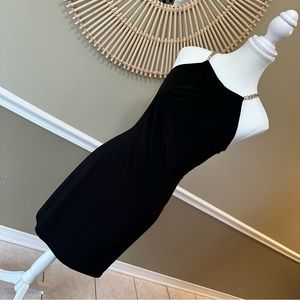 Laundry by Shelli Segal LBD Cocktail Dress Black Chain Straps Cut Out